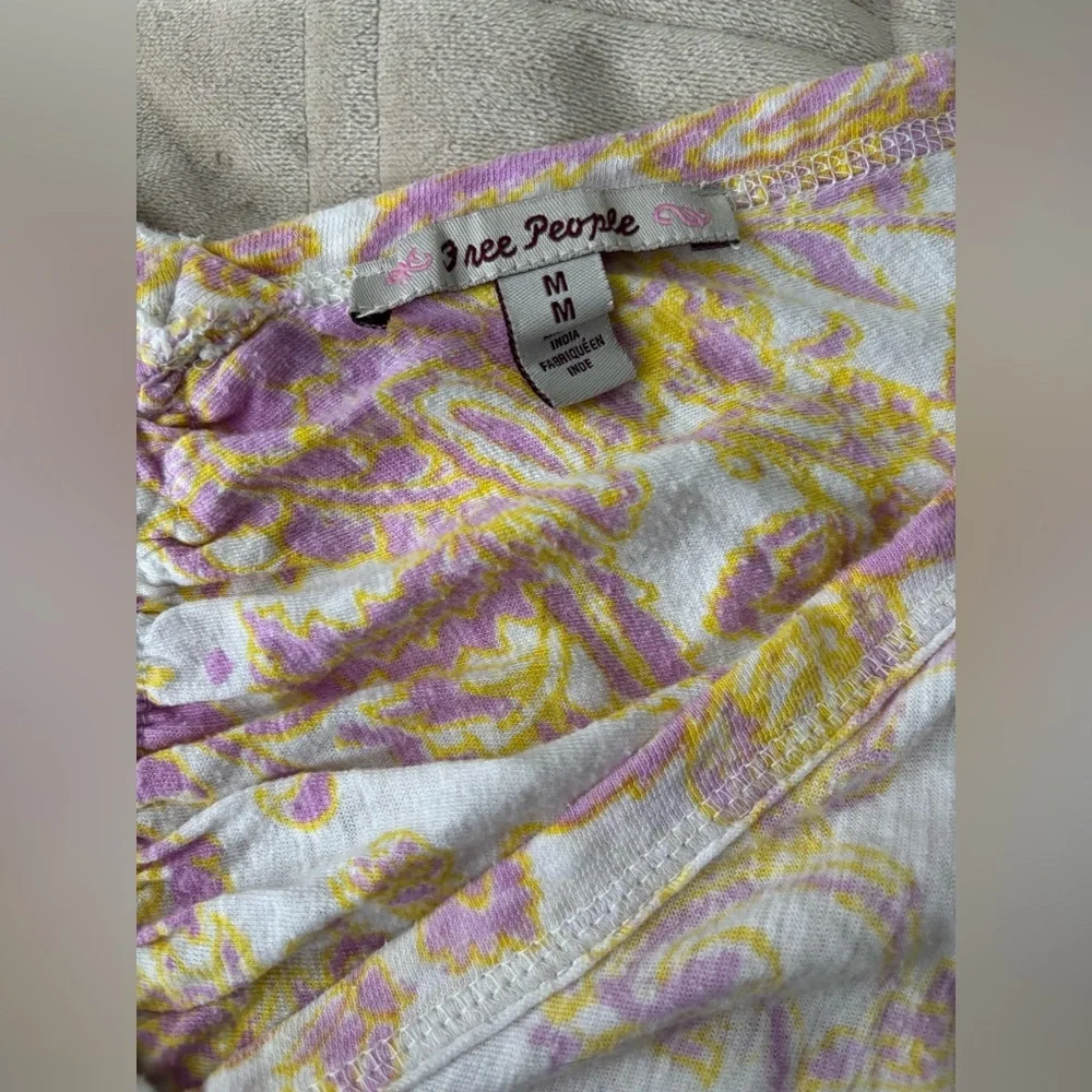 Free People Cream and Pink Floral Ruched Blouse - Picture 4 of 6